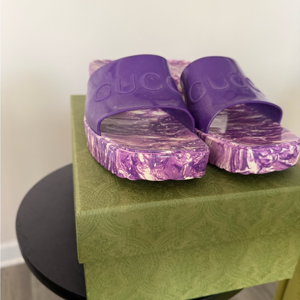 Gucci Purple Marble Slides - Picture 8 of 12
